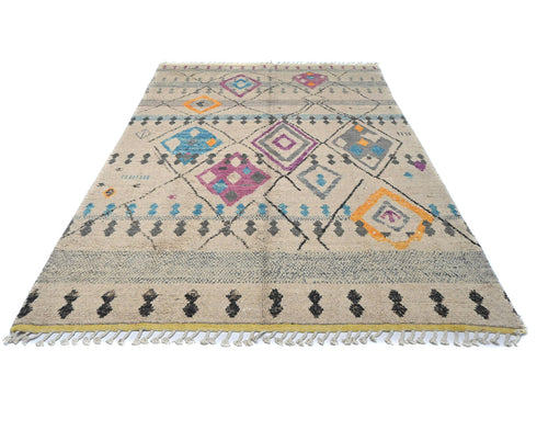 8x11 Moroccan Multicolor Hand Woven Wool Area Rug